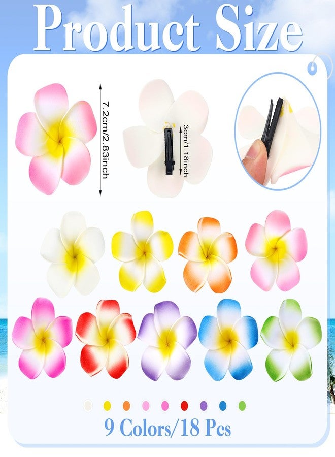 ProSuites 18 Pcs Hawaiian Flower Hair Clips, 2.75 Inch Plumeria Foam Hair Clip Artificial Tropical Flower Hairpins for Beach Vacation Wedding - Image 2